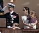 La reine Margrethe, son époux Henrik, leur fils Frederik et sa femme Mary de Danemark avec leurs enfants Christian et Isabella lors du 500e anniversaire de la flotte danoise à Copenhague le 10 août 2010