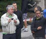 Pedro Almodovar sur le tournage de son film La Piel que Habito à Saint-Jacques-de-Compostelle les 23 et 24 août 2010