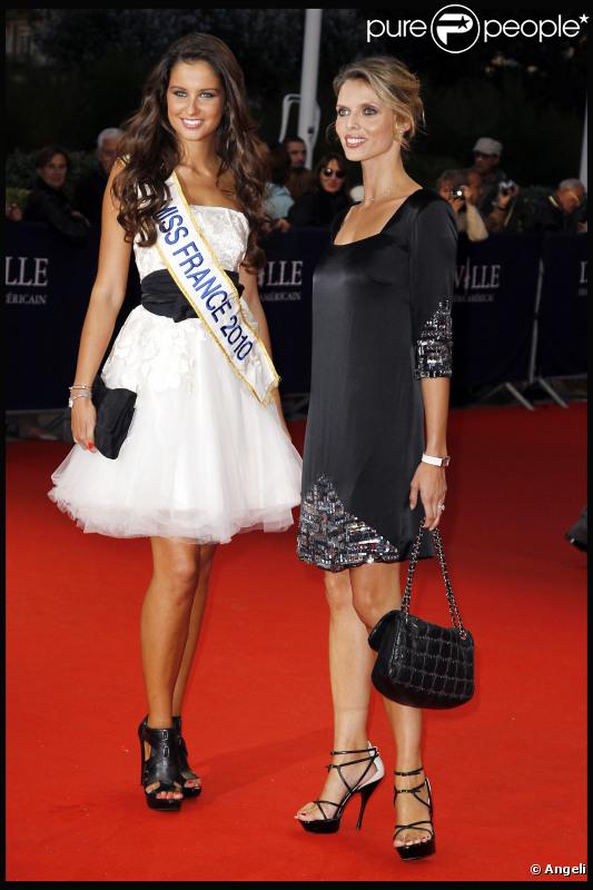 Malika Ménard et Sylvie Tellier lors du tapis rouge du film Love and other impossible pursuits à l'occasion du 36e Festival du Film Américain de Deauville le  8 septembre 2010