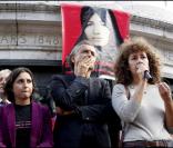 Sihem Habchi, Bernard-Henri Lévy et Valérie Toranian lors de la manifestation de soutien à Sakineh Mohammadi Ashtiani à Paris le 12 septembre 2010 