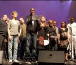 Jane Birkin, Abd Al Malik et Agnès Jaoui lors du concert Rock sans papiers le samedi 18 septembre en soutien aux travailleurs et familles sans papiers.
