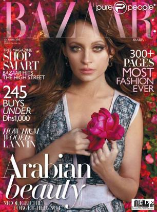 Nicole Richie en couverture du Harper's Bazaar Arabia du mois d'octobre 2010