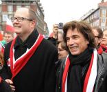 Jean-Michel Jarre lors du défilé du 11 novemre à Gdansk en Pologne pour fêter l'indépendance de la Pologne 