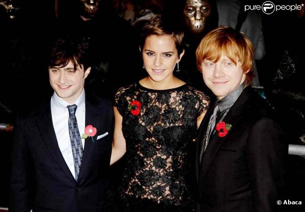 Daniel Radcliffe, Emma Watson et Rupert Grint lors de l'avant-première de  Harry Potter et les reliques de la mort - partie 1 , à New York, le 15 novembre 2010.