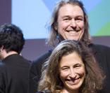 Guillaume Hellouin et Corinne Kouper lors du Prix du producteur français de télévision à Paris le 6 décembre 2010 dans la somptueuse salle Wagram