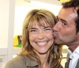 Nathalie Vincent et Bernard Montiel à l'ouverture de la boutique Ed Hardy à Paris, le 15/04/08