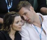 Dannii Minogue et son compagnon Kris Smith à un match de tennis de l'Open d'Australie opposant Lleyton Hewitt contre David Nalbandian à Melbourne, le 18 janvier 2011.