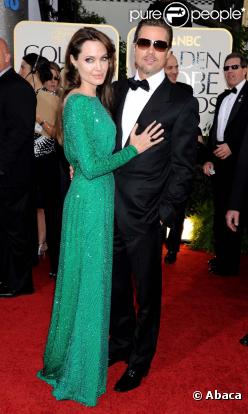 Brad Pitt et Angelina jolie, Golde Globes, à Los Angeles, le 16 janvier 2011 