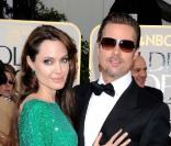 Brad Pitt et Angelina jolie, Golde Globes, à Los Angeles, le 16 janvier 2011<br />