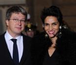 Henri Seydoux et son épouse Farida Khelfa lors du dîner avec l'invité d'honneur le président d'Afrique du sud, à l'Elysée le 2 mars 2011 à Paris
