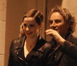 Emma Watson et Cyril Descours tourne la pub Lancome dirigés par le photographe Mario Testino, rue Charlemagne à Paris, le 15 mars 2011