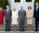 Letizia et Camilla Parker Bowles entourées du roi Juan Carlos, du prince Felipe et de la reine Sofia lors d'un déjeuner à Madrid le 31 mars