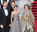La princesse Letizia d'Espagne, le prince Felipe et la Reine Sofia lors du dîner de gala organisé par la Reine Elizabeth II la veille du mariage de Kate Middleton et du prince William à l'Hôtel Mandarin Oriental Hotel à Londres le 28 avril 2011