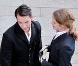 Jonathan Rhys Meyers et Natalia Vodianova, à Camogli sur le tournage de <em>Belle du seigneur</em>, le 9 novembre 2010.