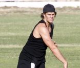 Tom Brady, le quaterback des Patriots, s'entraîne avant la reprise du championnat de la NFL, le 31 mai à Los Angeles 