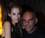 Christian Audigier et sa compagne lors de la fête d'anniversaire et de victoire de Rafael Nadal, le dimanche 5 juin 2011, à l'Arc, à Paris.