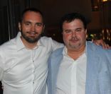Christophe Aribert et Pierre Hermé à l'inauguration du restaurant du Palais Garnier, à Paris, le 27 juin 2011.