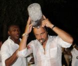 Marcel Dessailly et Henri Leconte à la soirée blanche, aux Moulins de Ramatuelle, le 10 juillet 2011.