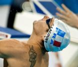 Camille Lacourt, dimanche 31 juillet à Shanghai, lors de l'épreuve du 50m dos des championnats du monde de natation à Shanghai.