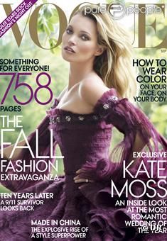 Kate Moss en couverture de Vogue US du mois de septembre