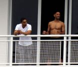 Will Smith en famille avec son fils Trey dans un hôtel à Miami le 20 août 2011