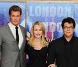 Amanda Holden, David Hasselhoff et Michael Mcintyre posent pour la promotion de Britain's Got Talent à Londres en avril 2011 