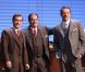 Samuel Le Bihan, Daniel Russo, Thierry Frémont et Françoise Pinkwasser sur les planches du Théâtre Antoine, à Paris, le 9 septembre 2011.