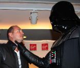 Cauet met le feu au lancement du coffret Blu-Ray <em>Star Wars</em>, à Paris, le 13 septembre 2011.