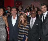 Nicole Scherzinger, Simon Cowell, Paula Abdul, L.A. Reid et Steve Jones lors du lancement de la nouvelle saison de X Factor à Hollywood le 14 septembre 2011 <br />