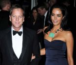 Kiefer Sutherland et son ex Siobhan Bonnouvrier, à New York, le 4 mai 2009.<br />