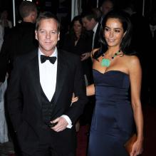 Kiefer Sutherland et son ex Siobhan Bonnouvrier, à New York, le 4 mai 2009.<br />