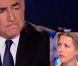 Tristane Banon revisionne les passages importants de l'interview de Dominique Strauss-Kahn (sur TF1), sur le plateau du Grand journal de Canal+, le 19 septembre 2011.