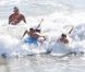 David Beckham et ses trois fils en pleine séance de surf, août 2011