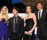 Martin Moszkowicz, Gabriella Wilde, Milla Jovovich, Logan Lerman et Paul W. S. Andersonlors de la cérémonie d'ouverture du 24ème Festival du Film International de Tokyo, le 22 octobre 2011