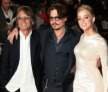 Bruce Robinson, Johnny Depp et Amber Heard pour présenter Rhum Express à Londres, le 3 novembre 2011.