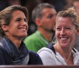 Amélie Mauresmo et Camille Pin le 7 novembre 2011 à Paris lors du Masters 1000