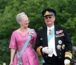 Mariage de Marie Cavallier et de Joachim de Danemark : la reine Margrethe et son mari Henrik