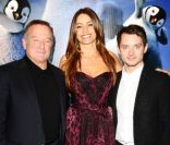 Robin Williams, Sofia Vergara et Elijah Wood pour l'avant-première de Happy Feet 2 à Londres, le 20 novembre 2011