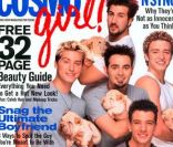 Justin Timberlake (à droite) et son ancien boysband les \'N Sync, en Une de Cosmo Girl. Mai 2000.<br />