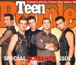 Le boysband star des États-Unis, les \'N Sync, en une du magazine Teen People de février 1999.<br />