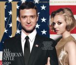 Les stars de <em>In Time</em> Justin Timberlake et Amanda Seyfried posent en couv\' du magazine W. Octobre 2011.<br />