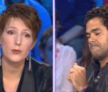 Jamel Debbouze et Natacha Polony sur le plateau d\'<em>On n\'est pas couché</em>, le samedi 26 novembre 2011.