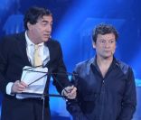 Les chevaliers du Fiel lors de l'enregistrement de l'émission Les années Bonheur, diffusée le 10 décembre 2011 sur France 2