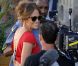 Jennifer Lopez tourne les prises de Q'Viva : The Chosen à Montevideo, le 8 décembre 2011.