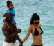 Djimon Hounsou, sa compagne Kimora Lee et leur fils Kenzo, en vacances à St Barth le 25 décembre 2011
