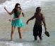 Djimon Hounsou, sa compagne Kimora Lee Simmons et leur fils Kenzo sur la plage de St Barth le 23 décembre 2011