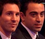 Lionel Messi et Xavi Hernandez le 9 janvier 2012 à Zurich lors la cérémonie du Ballon d'Or