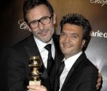 Michel Hazanavicius et Thomas Langmann à l\'after party des Golden Globes, le 15 janvier 2012 à Los Angeles.