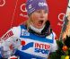 Tessa Worley sur la plus haute marche du podium lors du géant de Kranjska Gora en Slovénie le 21 janvier 2012 