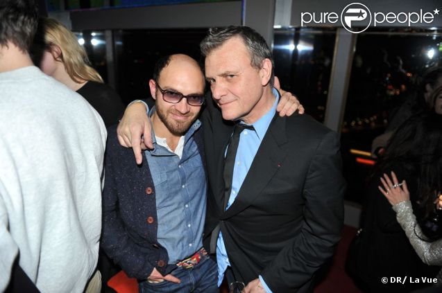 Lionel Bensemoun et Jean-Charles de Castelbajac lors de la soirée de lancement du nouveau bar panoramique de l'Hôtel Concorde La Fayette La Vue le jeudi 19 janvier 2012 à Paris